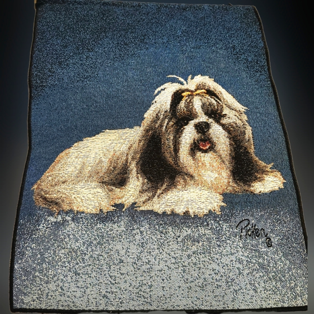 Linda Picken's Shih Tzu Hanging Tapestry Bannerette with Rope Hanger